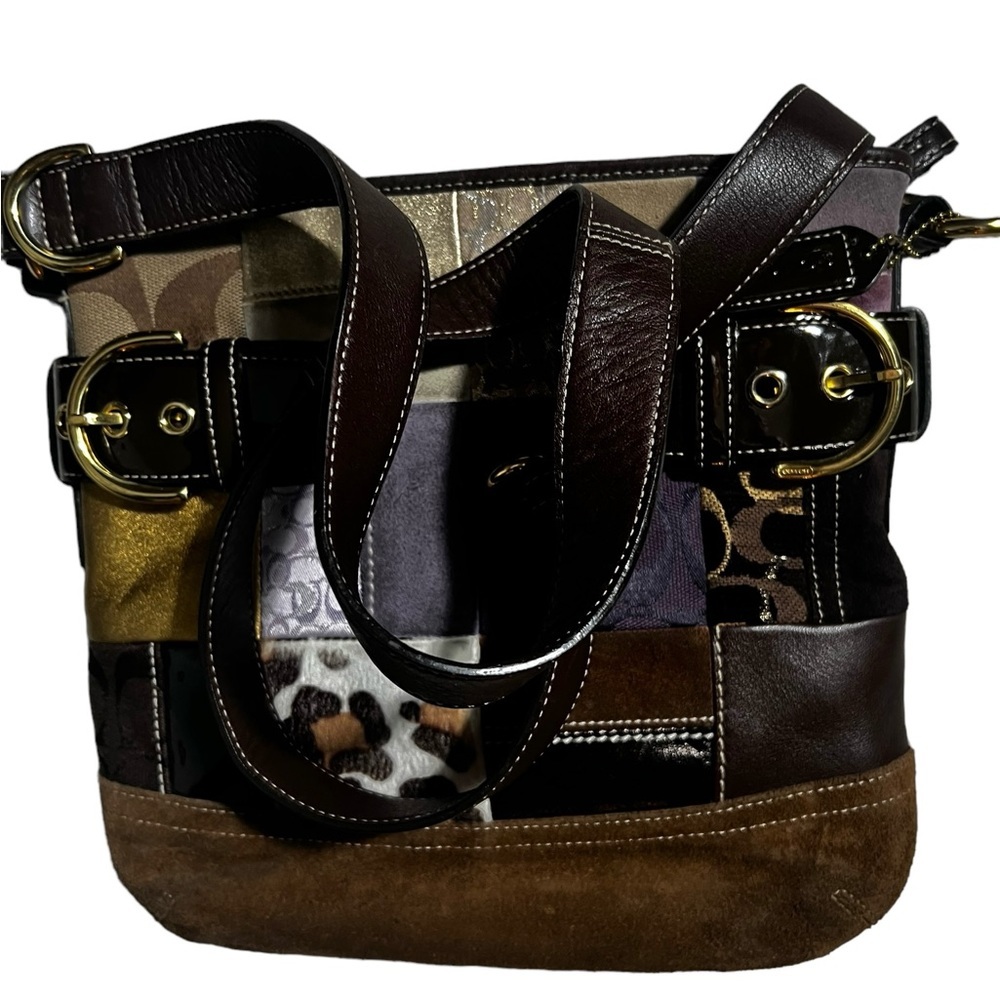 Coach Limited Edition Patchwork Purple Brown Shou… - image 4